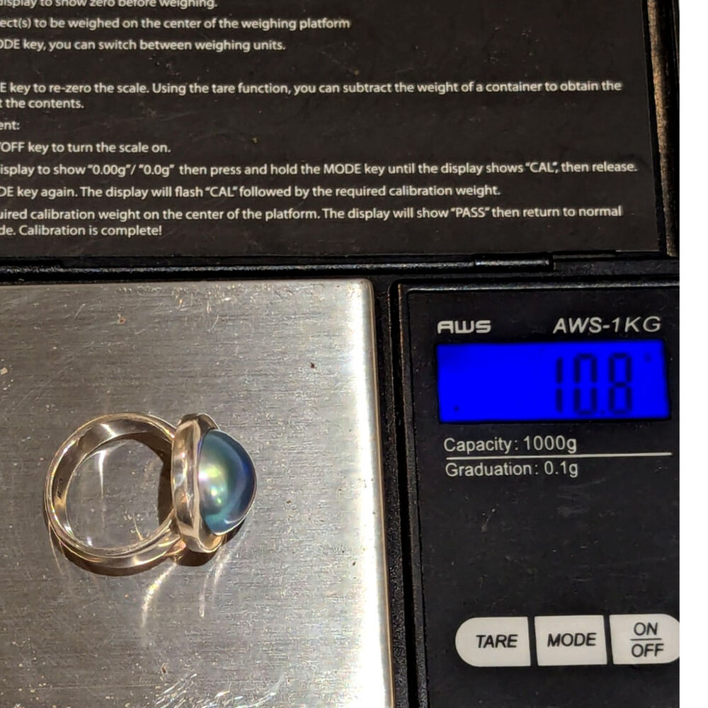 Vtg. Cultured Mabe Pearl Sterling Silver Ring, Size 8.5 - Picture 6 of 6